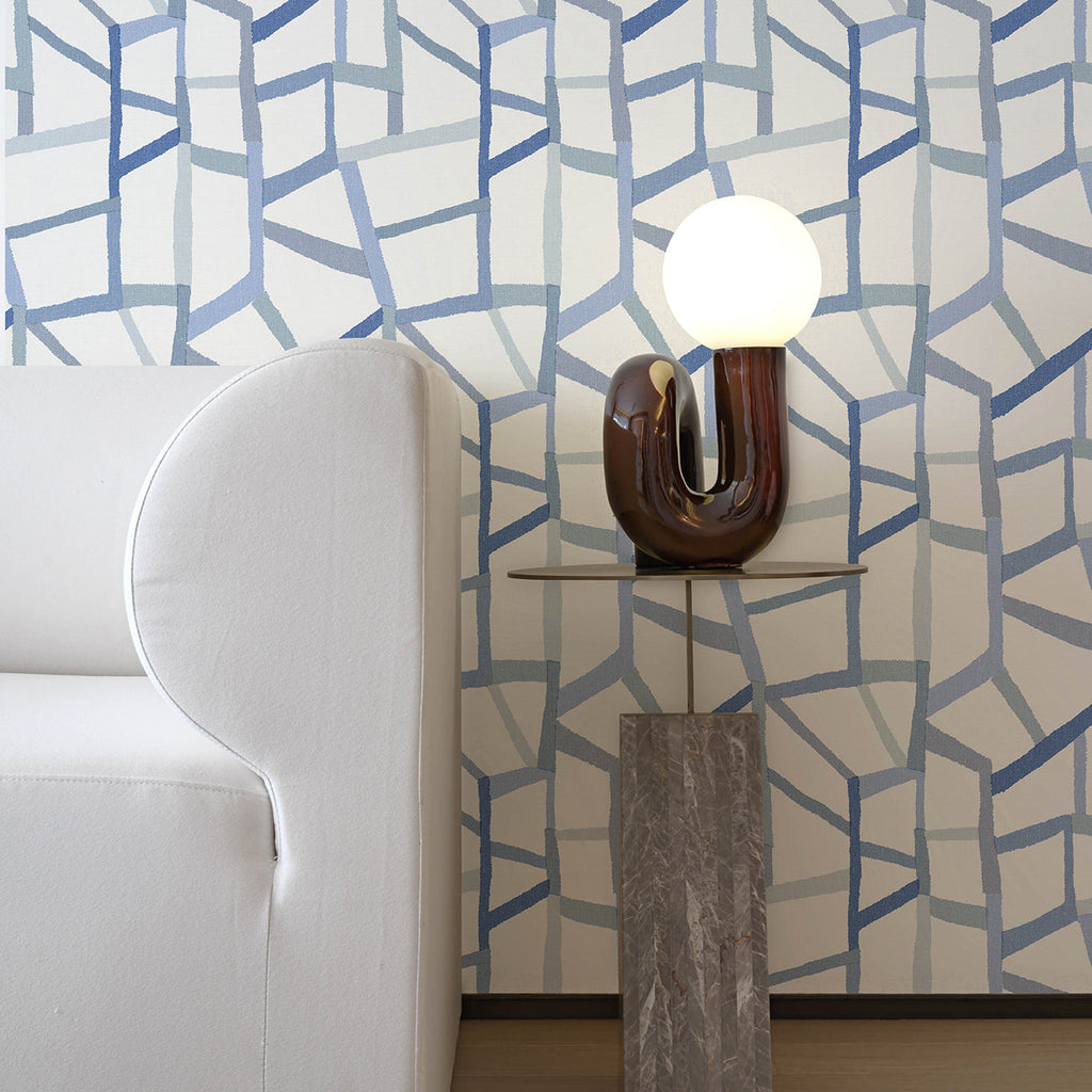 Tate Geometric Linen Wallpaper wallpaper detail or room view
