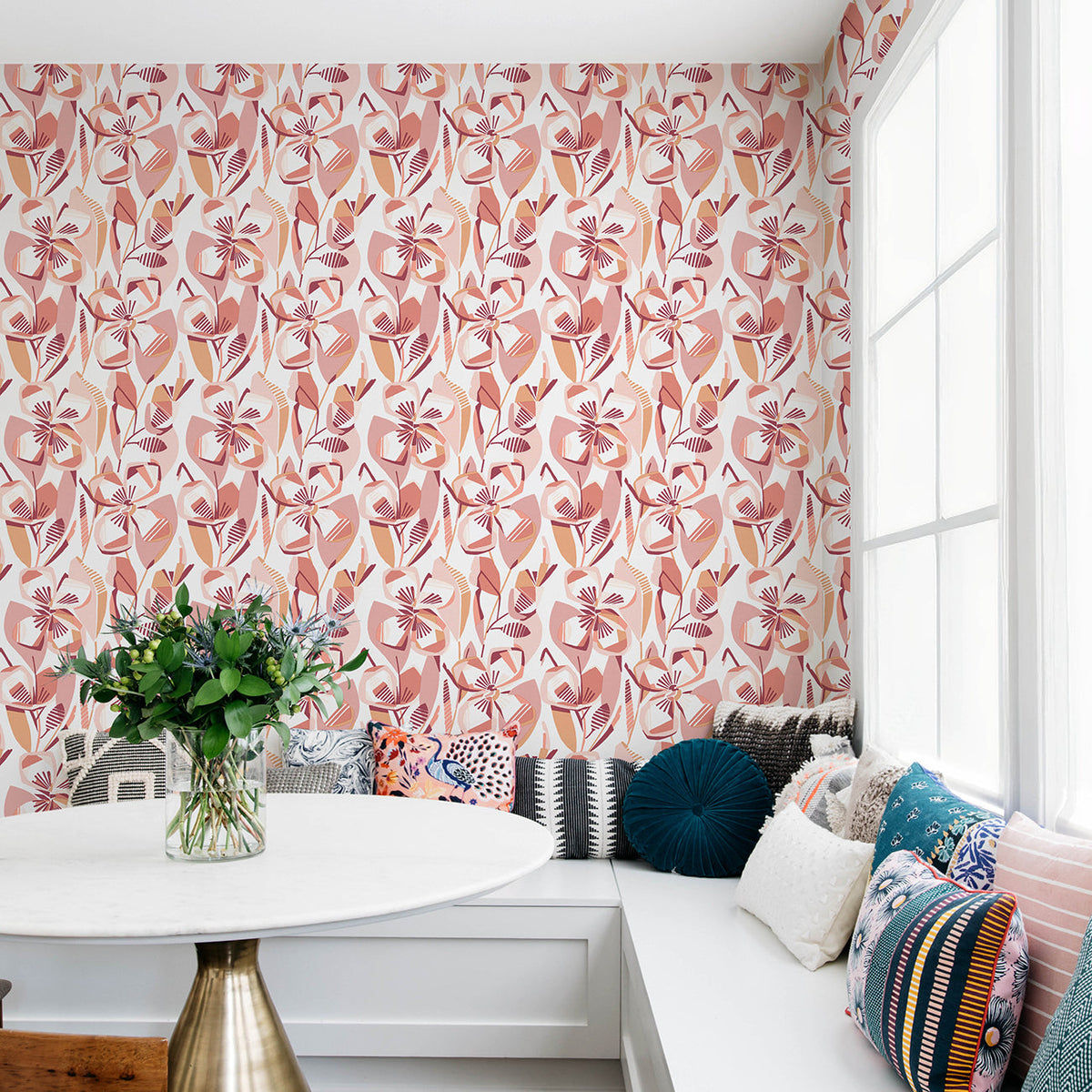 Nathalie Abstract Blooms Wallpaper wallpaper detail or room view