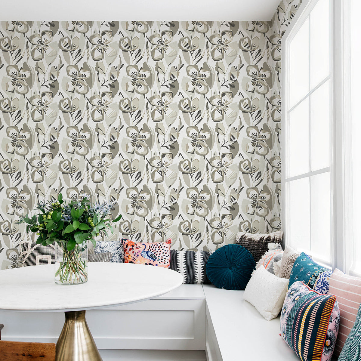 Nathalie Abstract Blooms Wallpaper wallpaper detail or room view