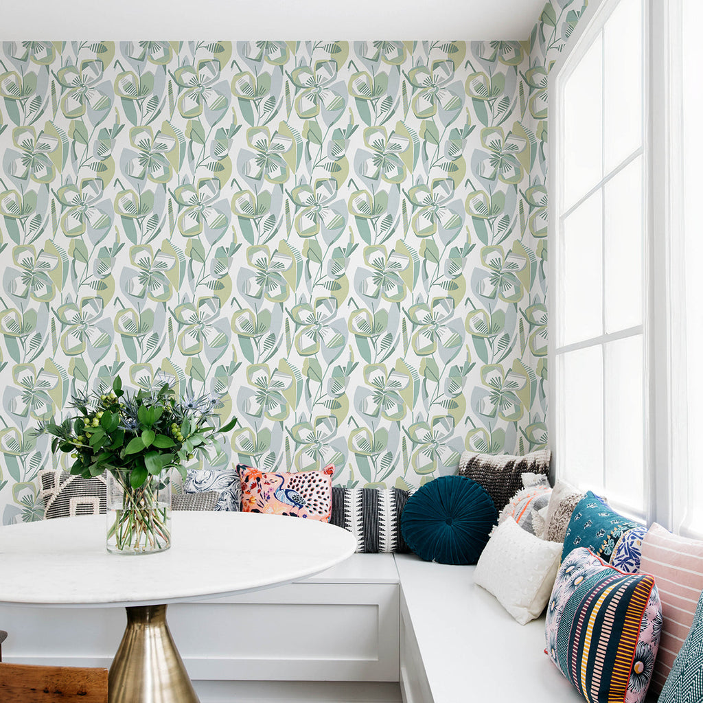 Nathalie Abstract Blooms Wallpaper wallpaper detail or room view