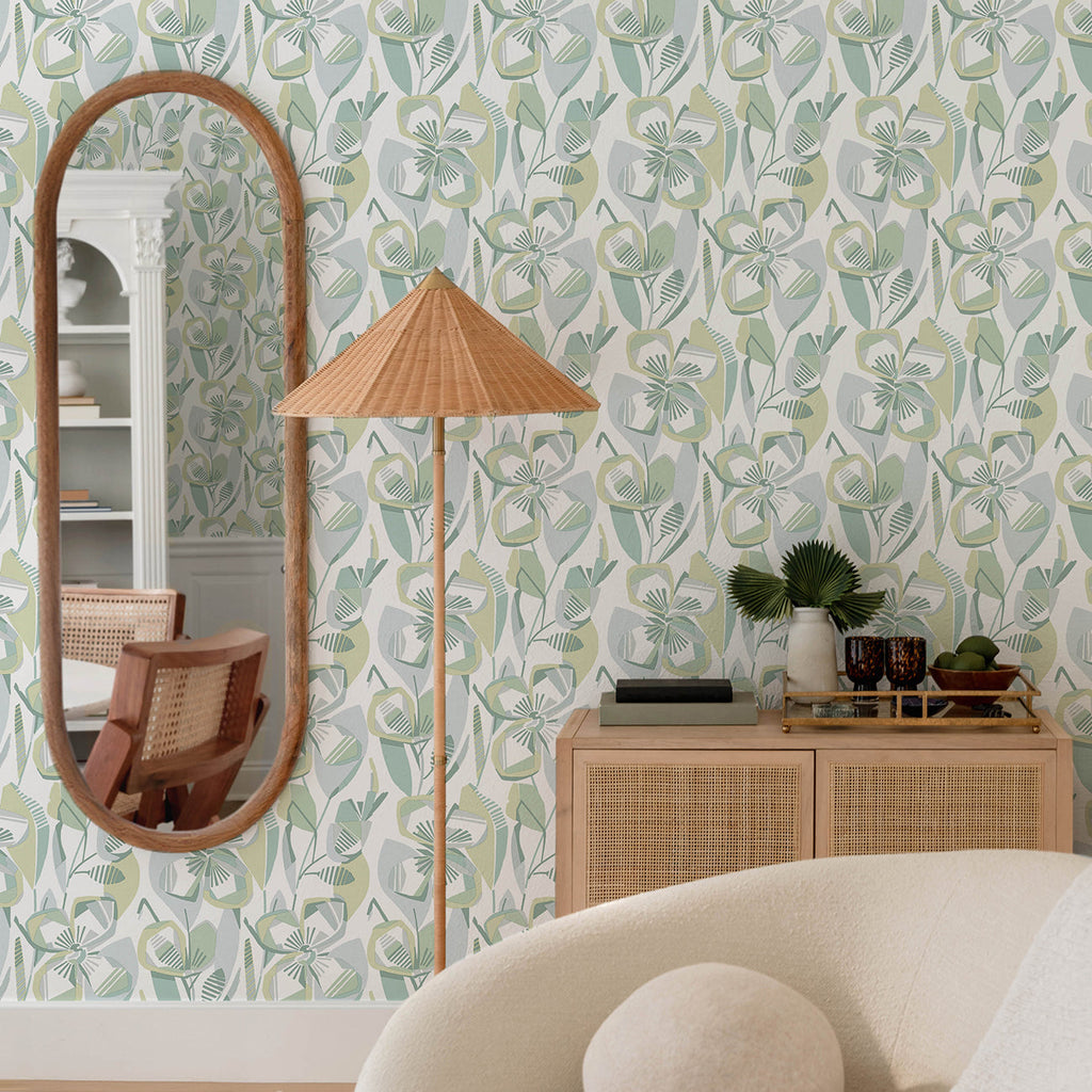 Nathalie Abstract Blooms Wallpaper wallpaper detail or room view
