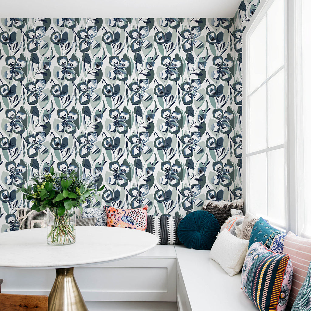 Nathalie Abstract Blooms Wallpaper wallpaper detail or room view