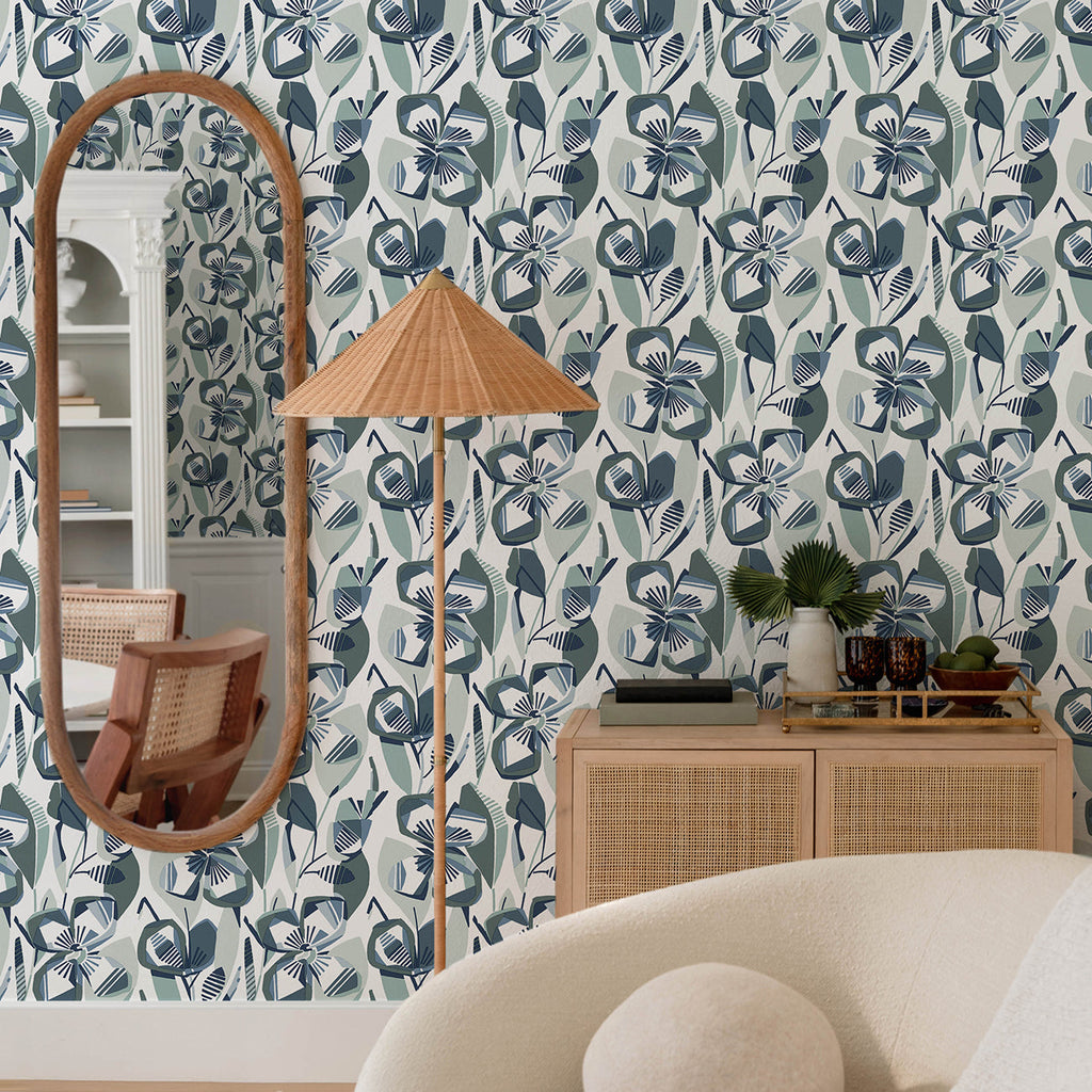Nathalie Abstract Blooms Wallpaper wallpaper detail or room view