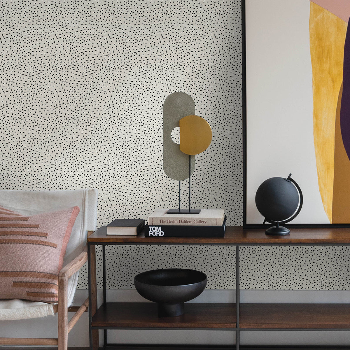 Cassie Petite Polka Wallpaper wallpaper detail or room view