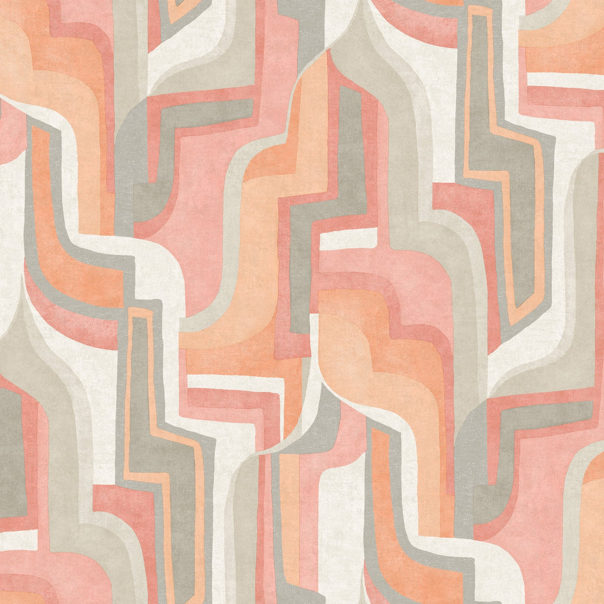 Tulum Surreal Shapes Wallpaper in Coral