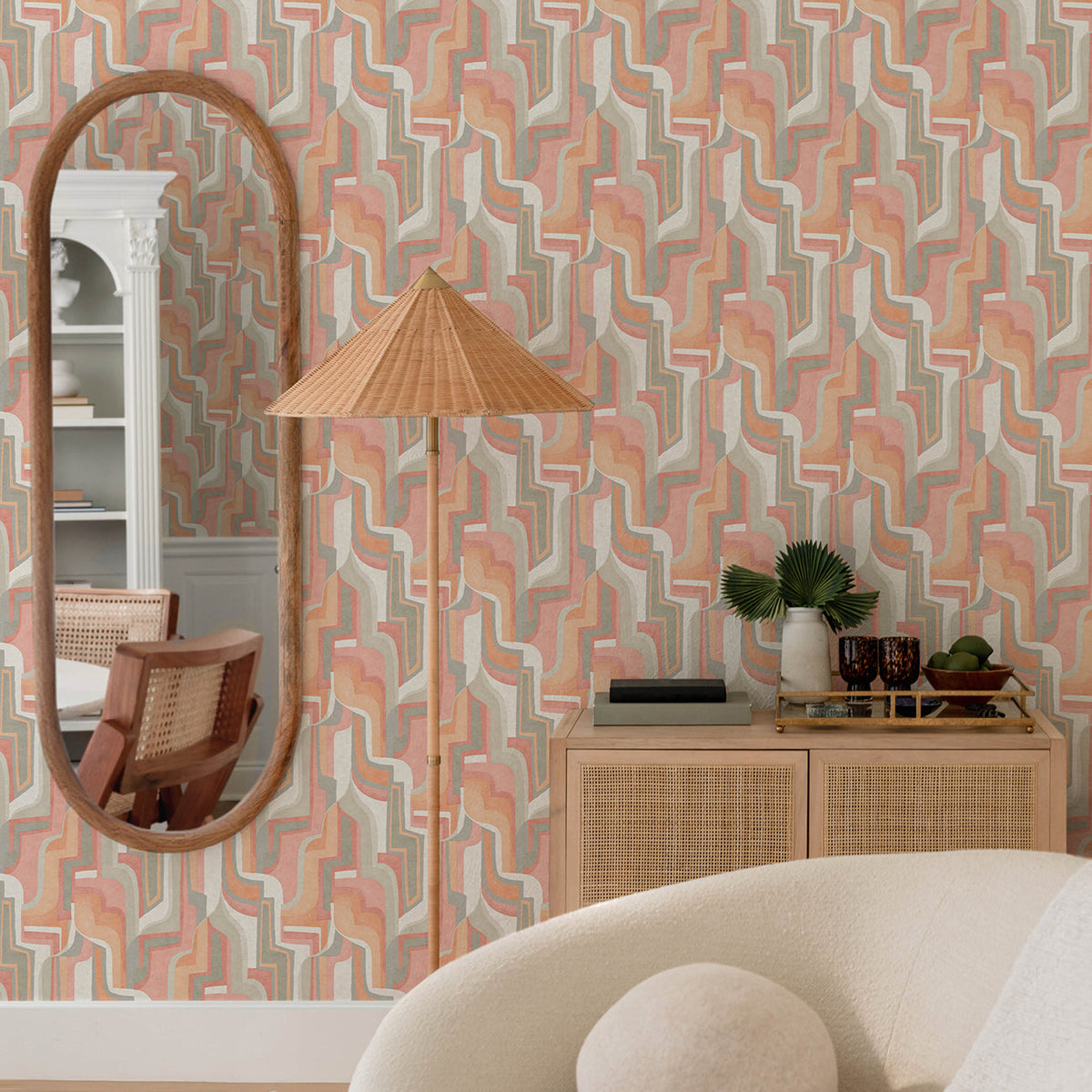 Tulum Surreal Shapes Wallpaper wallpaper detail or room view