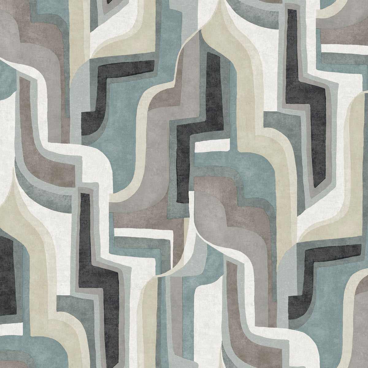 Tulum Surreal Shapes Wallpaper in Denim