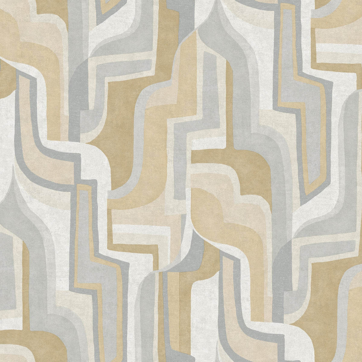 Tulum Surreal Shapes Wallpaper in Khaki