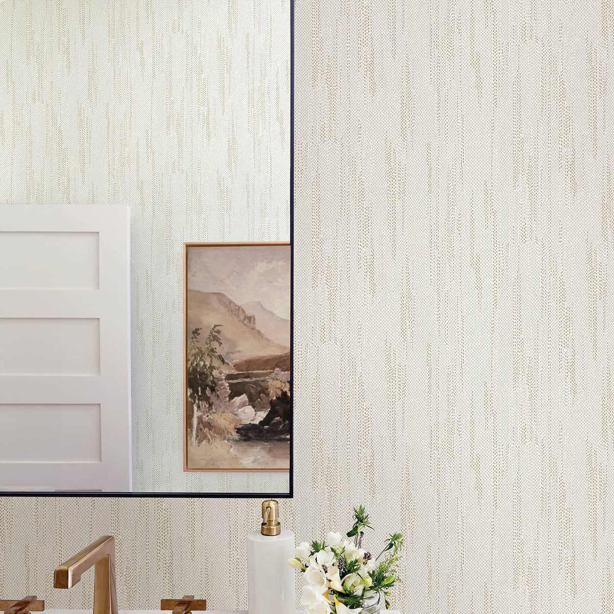 Baris Stipple Stripe Wallpaper wallpaper detail or room view
