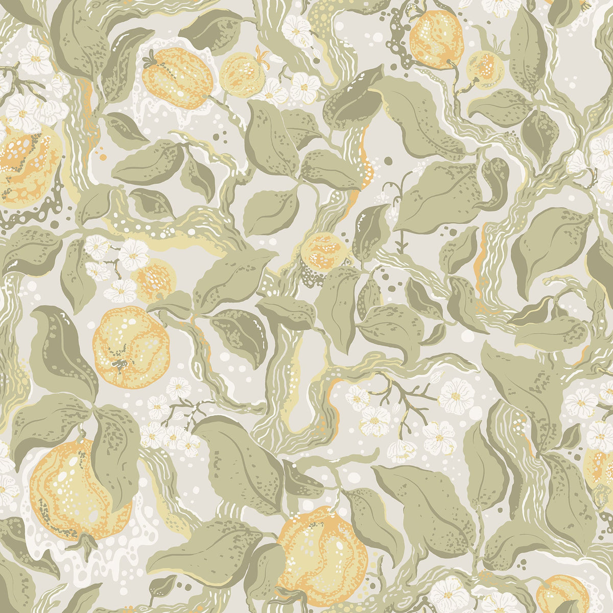 Kort Fruit and Floral Wallpaper in Sage