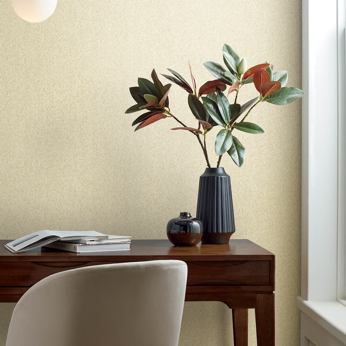 Ashbee Faux Fabric Wallpaper wallpaper detail or room view