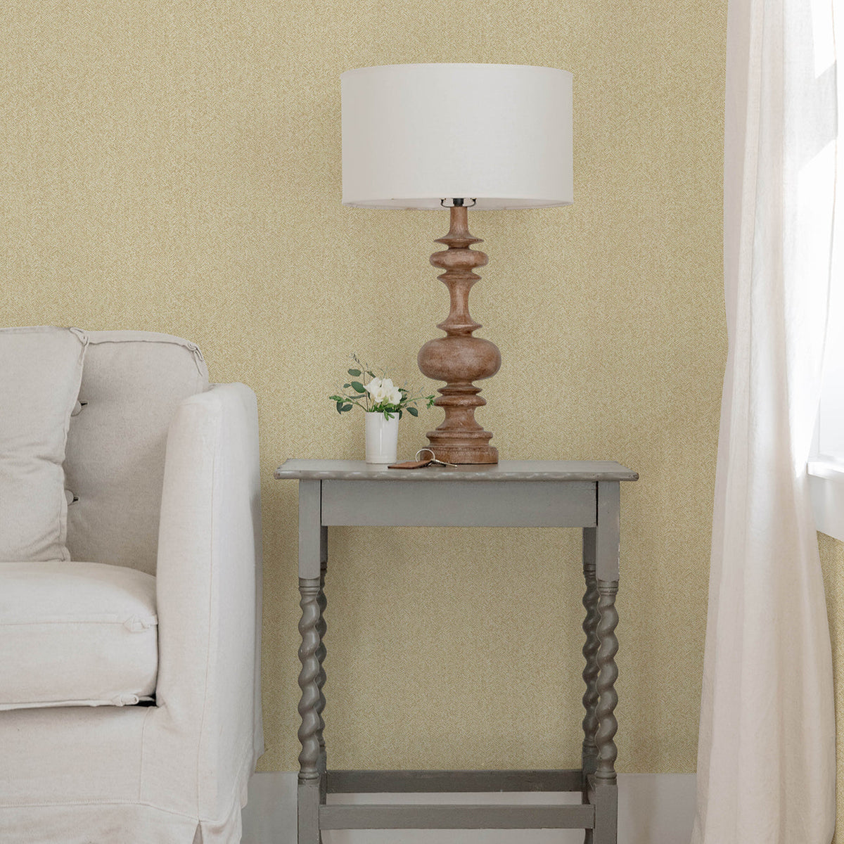 Ashbee Faux Fabric Wallpaper wallpaper detail or room view