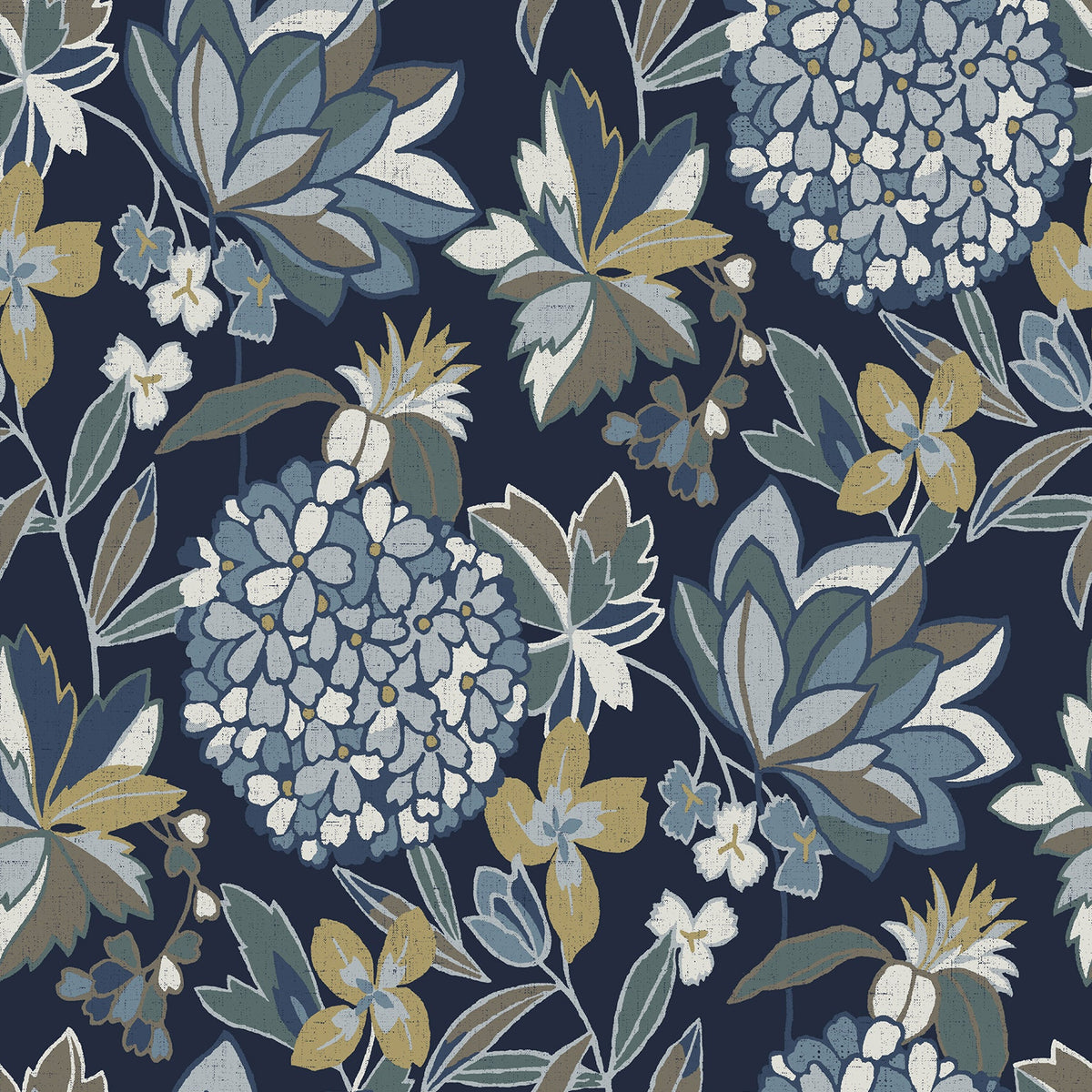 Valdivian Floral Wallpaper in Indigo