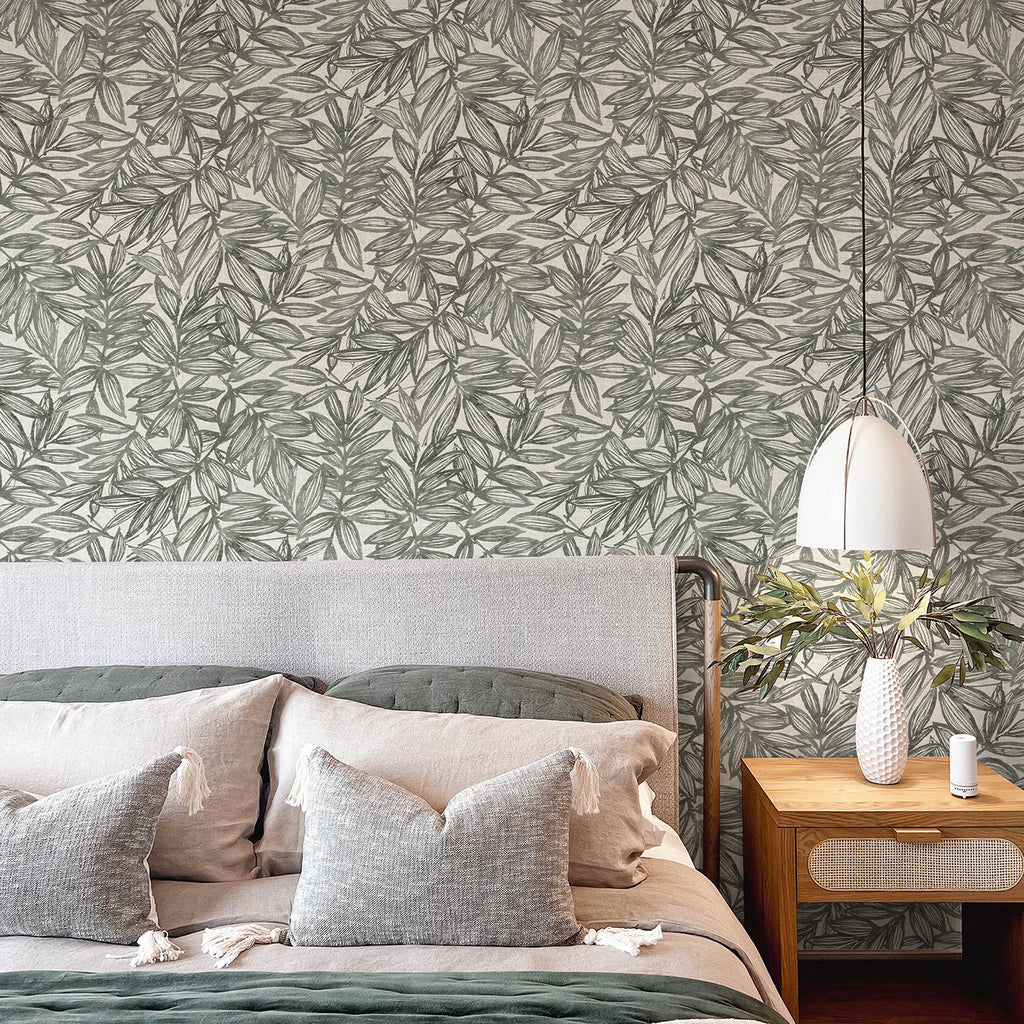 Rhythmic Leaf Wallpaper wallpaper detail or room view