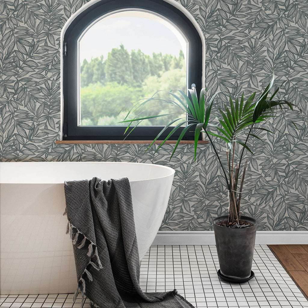 Rhythmic Leaf Wallpaper wallpaper detail or room view