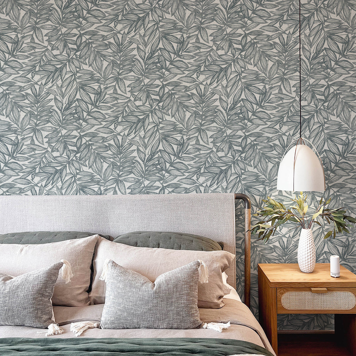 Rhythmic Leaf Wallpaper wallpaper detail or room view