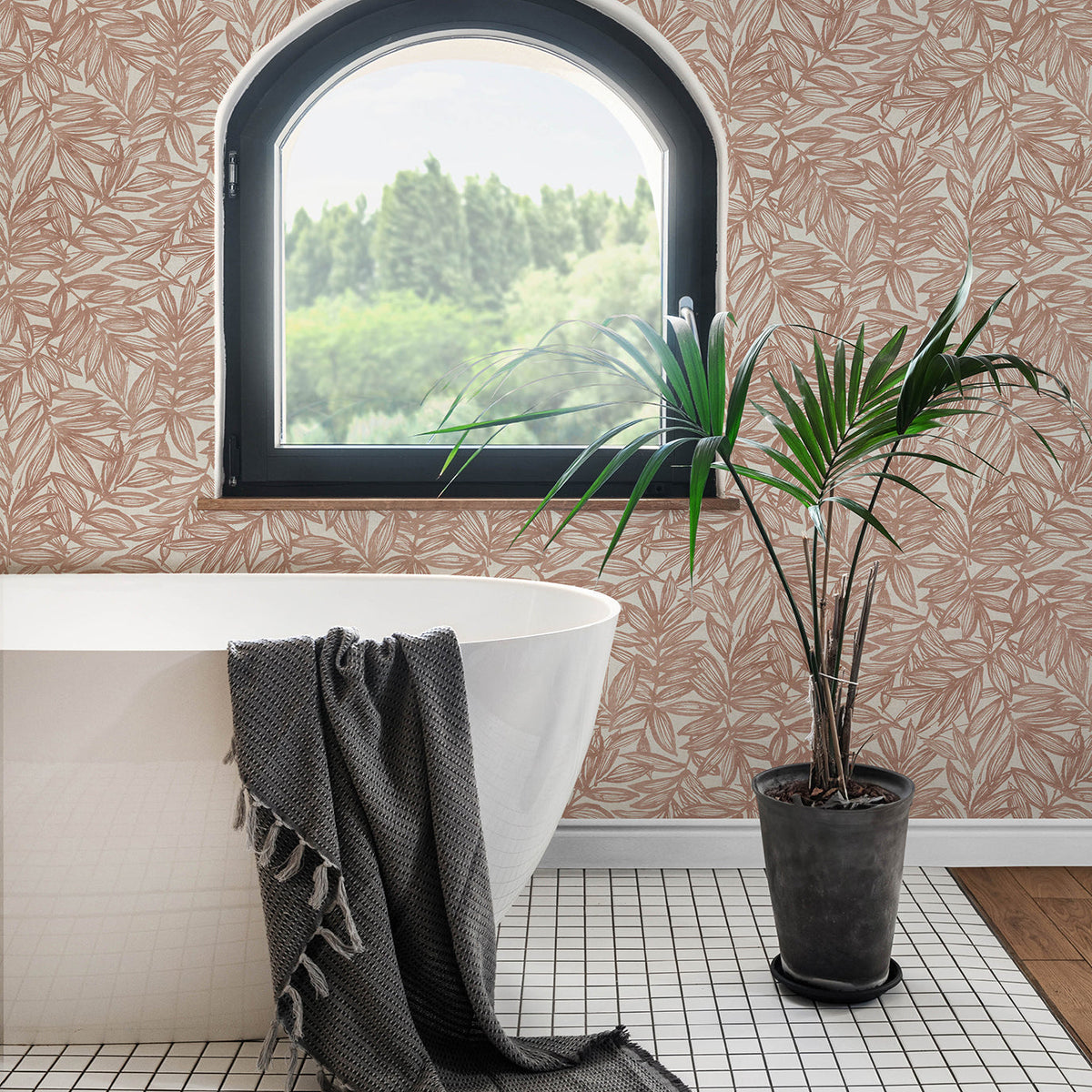 Rhythmic Leaf Wallpaper wallpaper detail or room view