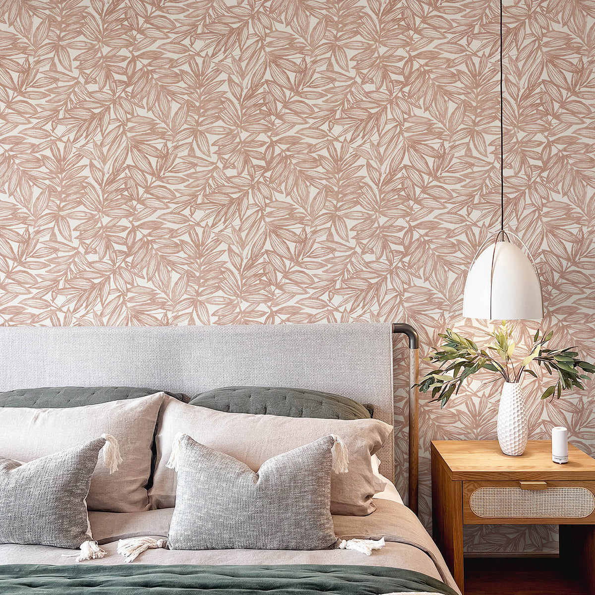 Rhythmic Leaf Wallpaper wallpaper detail or room view