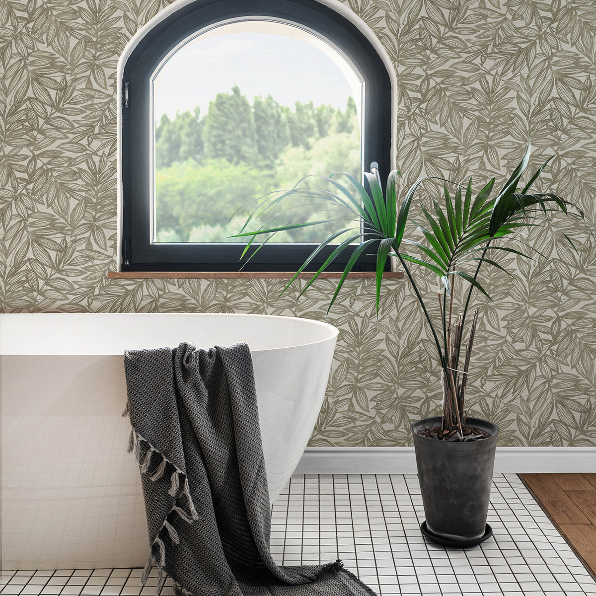 Rhythmic Leaf Wallpaper wallpaper detail or room view