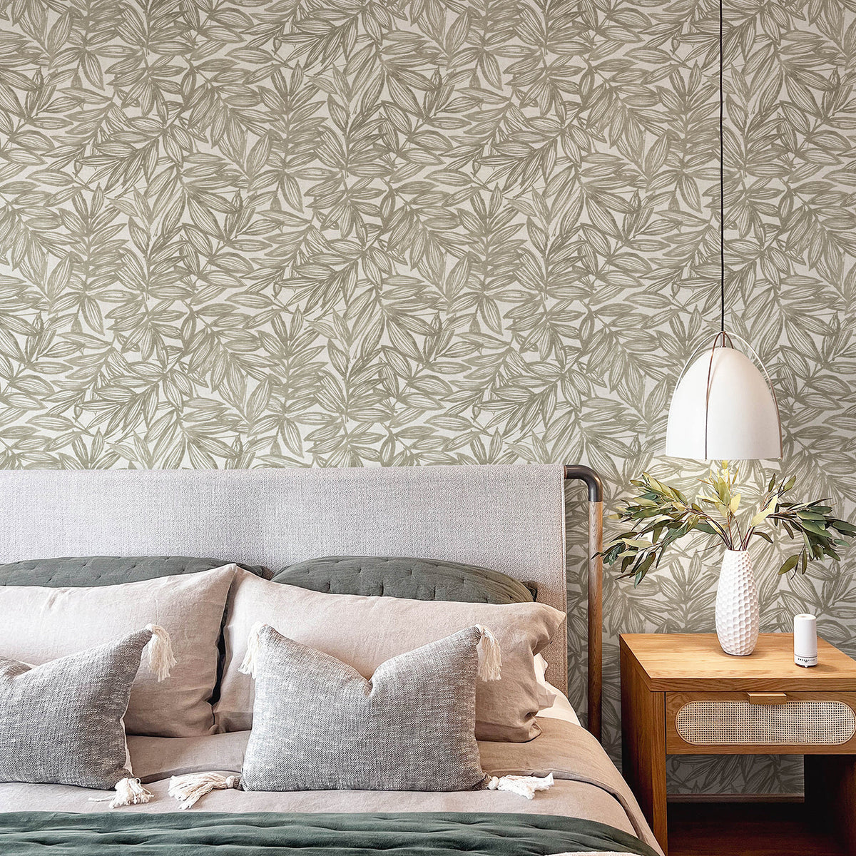 Rhythmic Leaf Wallpaper wallpaper detail or room view