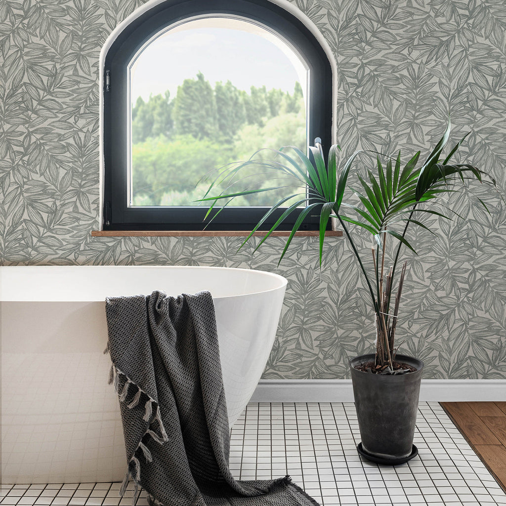 Rhythmic Leaf Wallpaper wallpaper detail or room view