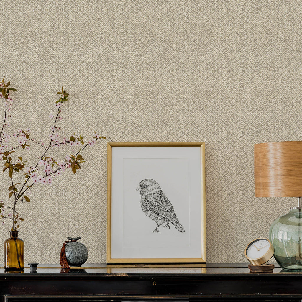 Gallivant Woven Geometric Wallpaper wallpaper detail or room view