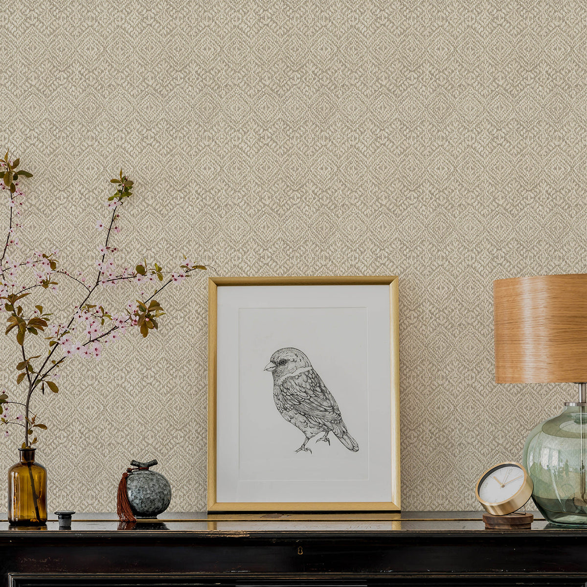 Gallivant Woven Geometric Wallpaper wallpaper detail or room view