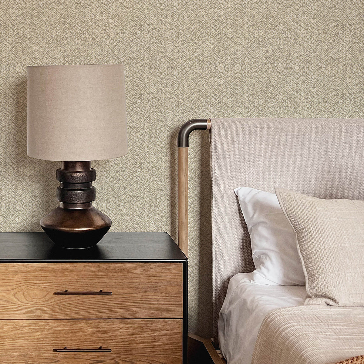 Gallivant Woven Geometric Wallpaper wallpaper detail or room view