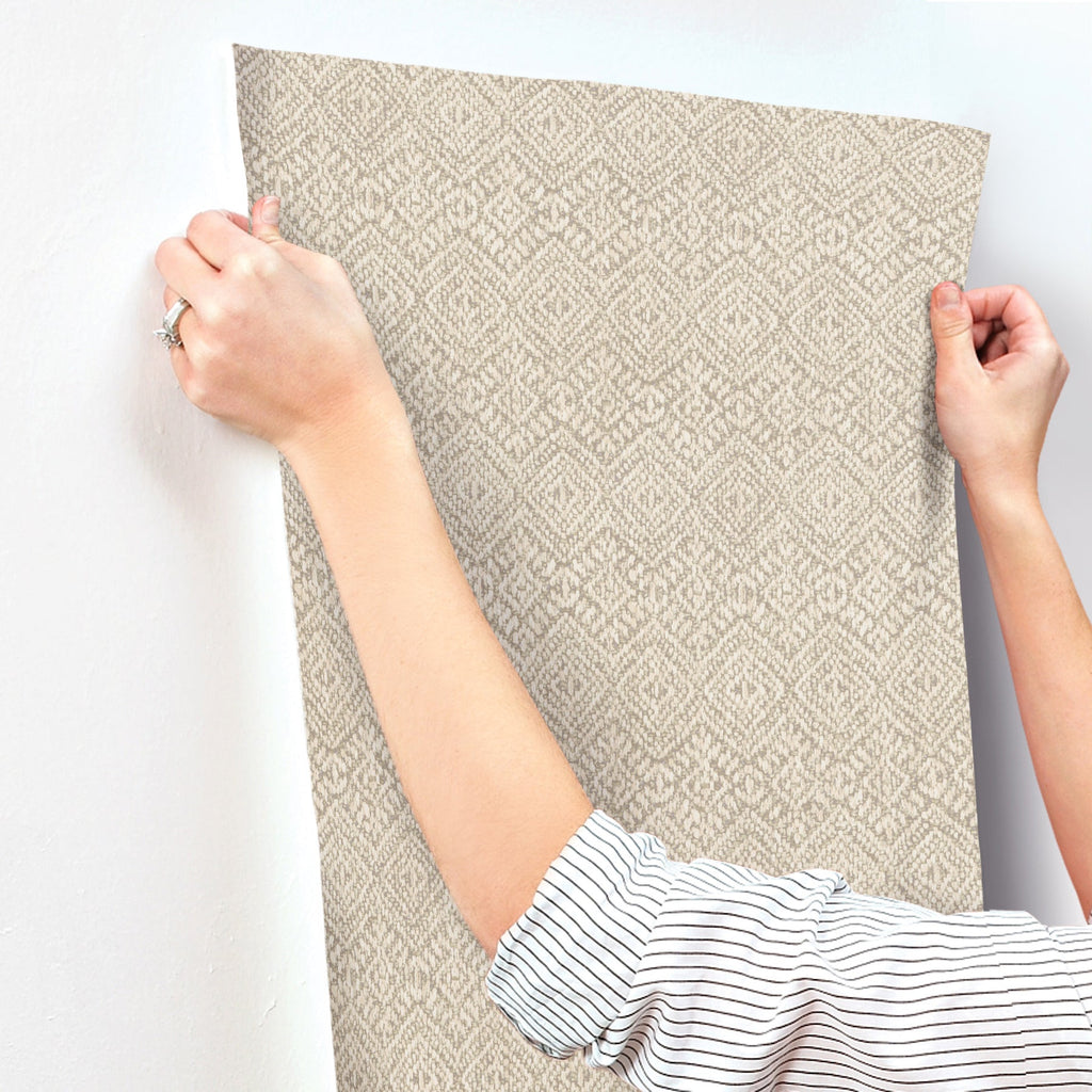 Gallivant Woven Geometric Wallpaper wallpaper detail or room view