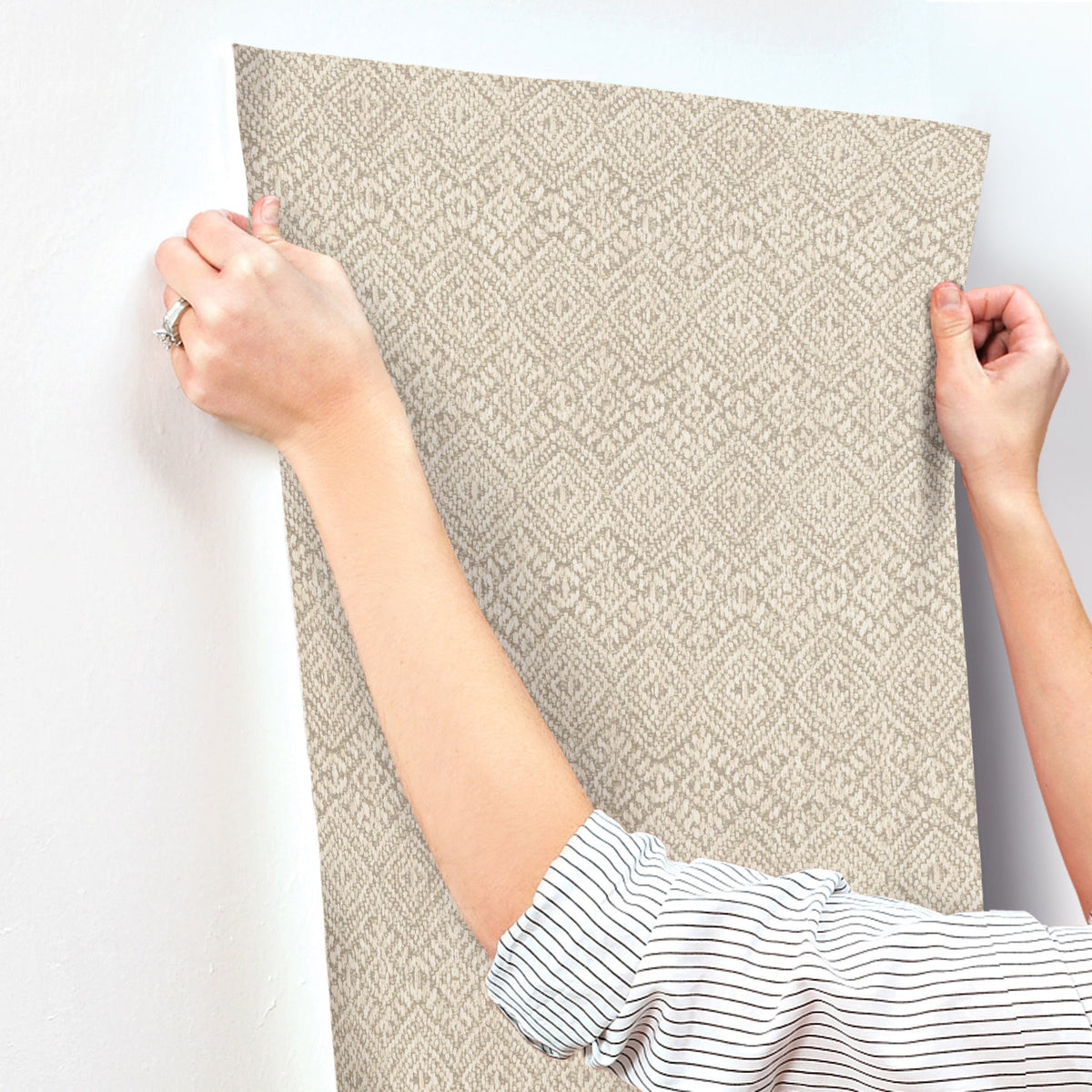 Gallivant Woven Geometric Wallpaper wallpaper detail or room view