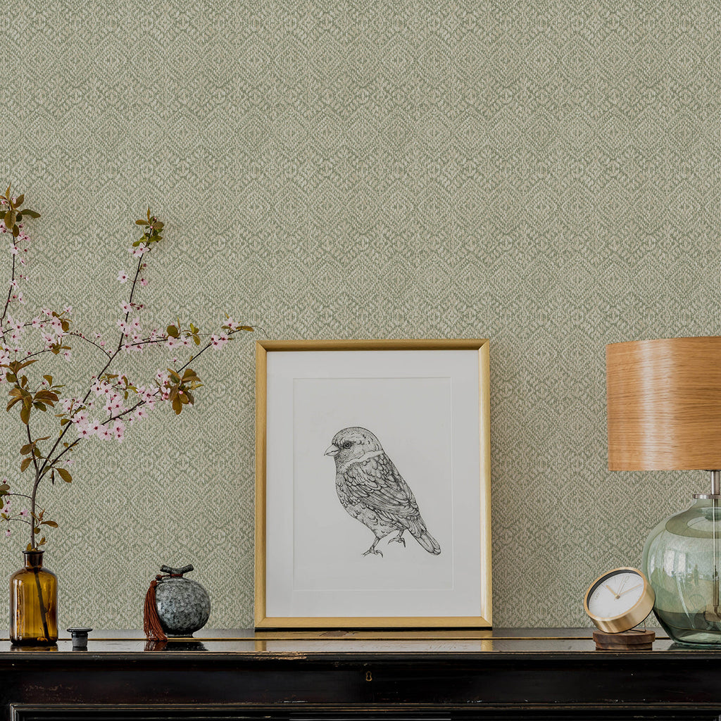 Gallivant Woven Geometric Wallpaper wallpaper detail or room view
