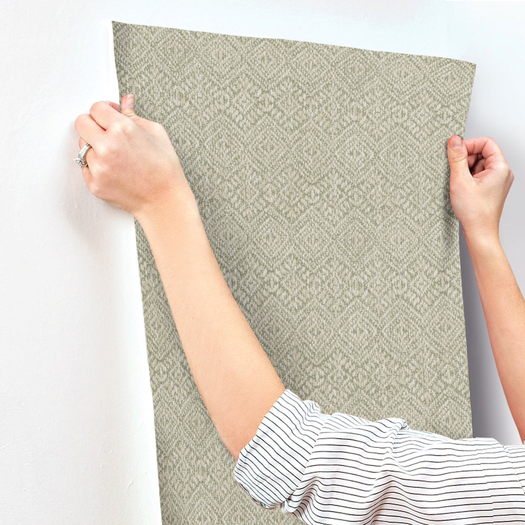 Gallivant Woven Geometric Wallpaper wallpaper detail or room view