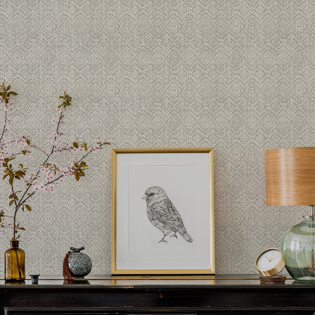 Gallivant Woven Geometric Wallpaper wallpaper detail or room view