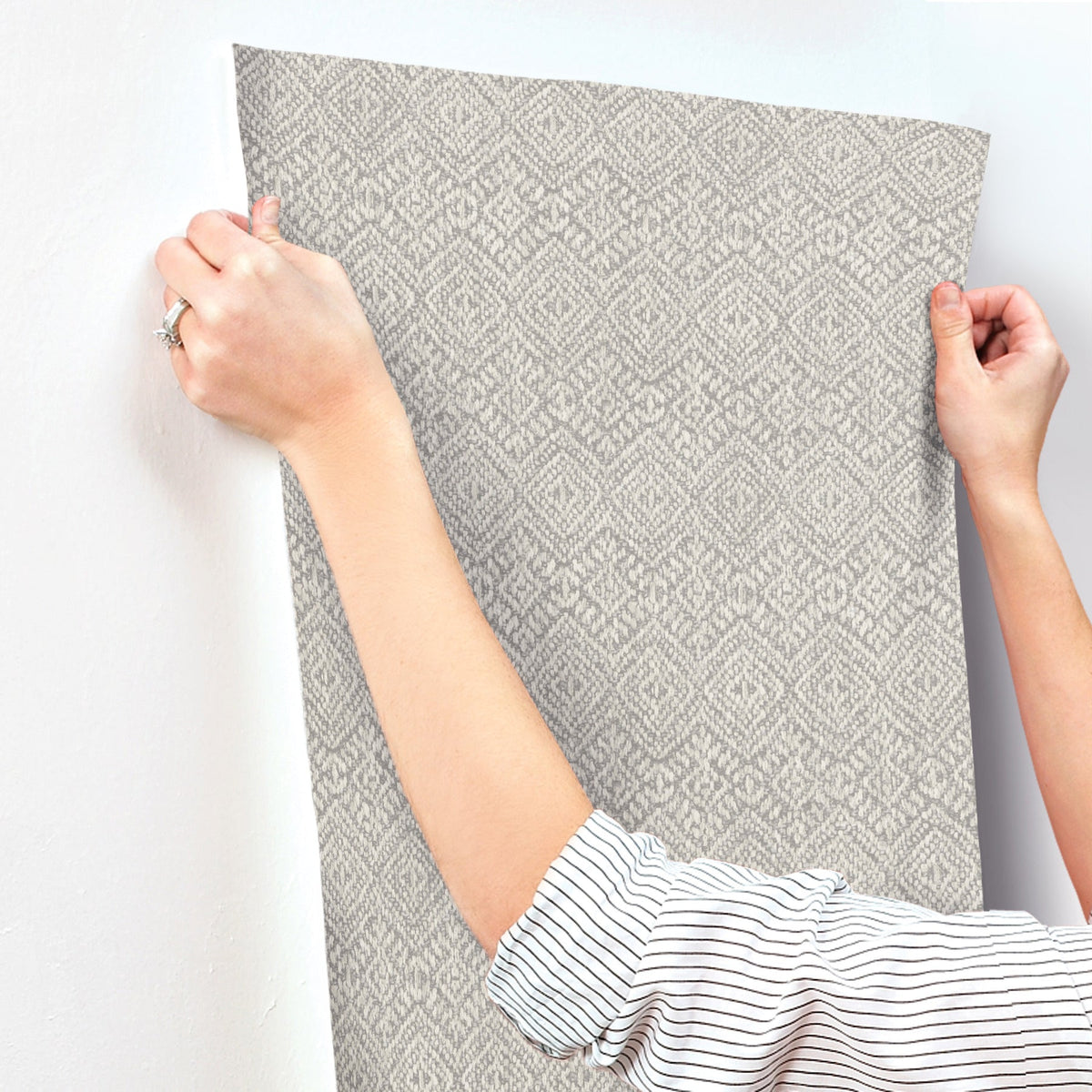 Gallivant Woven Geometric Wallpaper wallpaper detail or room view