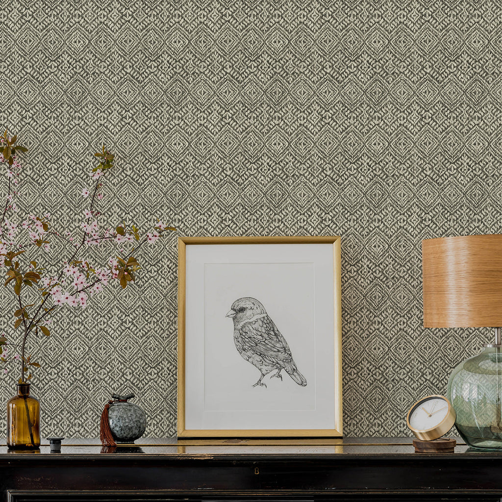 Gallivant Woven Geometric Wallpaper wallpaper detail or room view