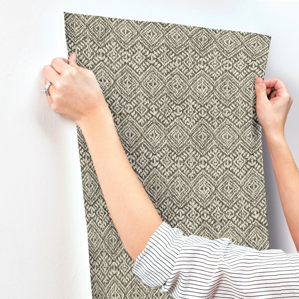 Gallivant Woven Geometric Wallpaper wallpaper detail or room view