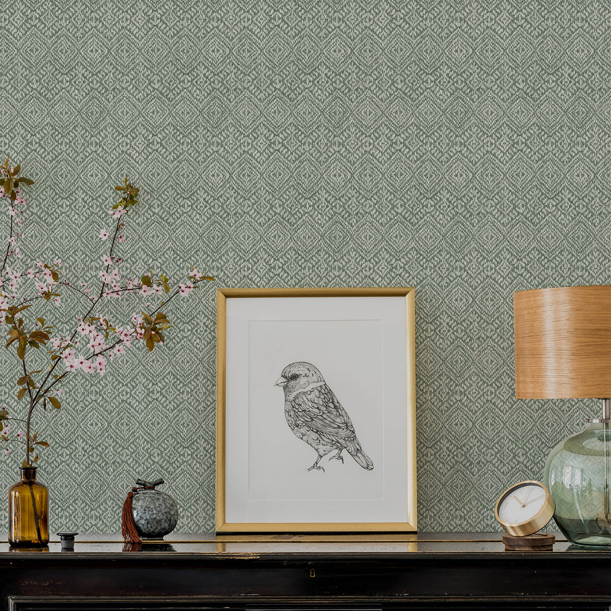 Gallivant Woven Geometric Wallpaper wallpaper detail or room view