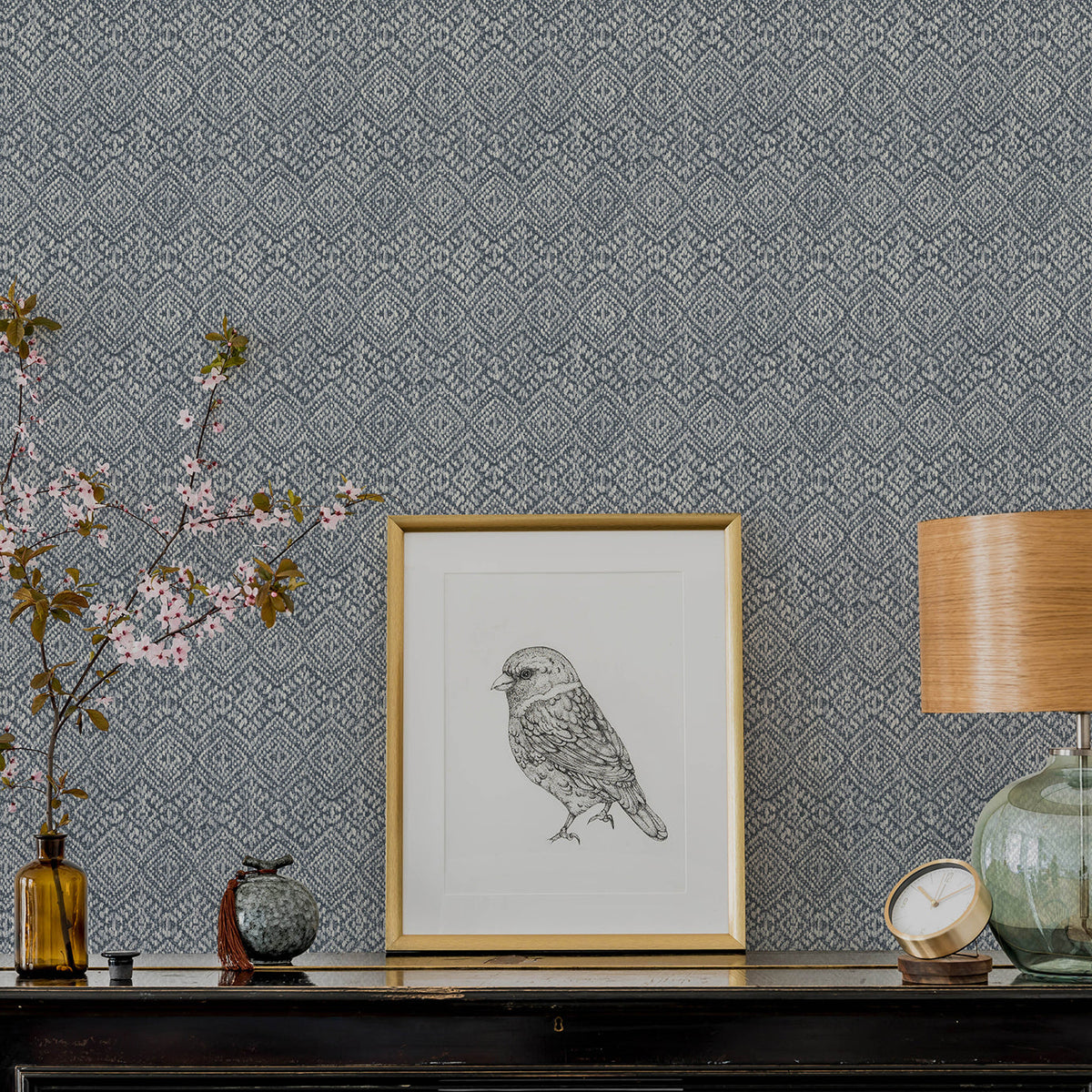 Gallivant Woven Geometric Wallpaper wallpaper detail or room view