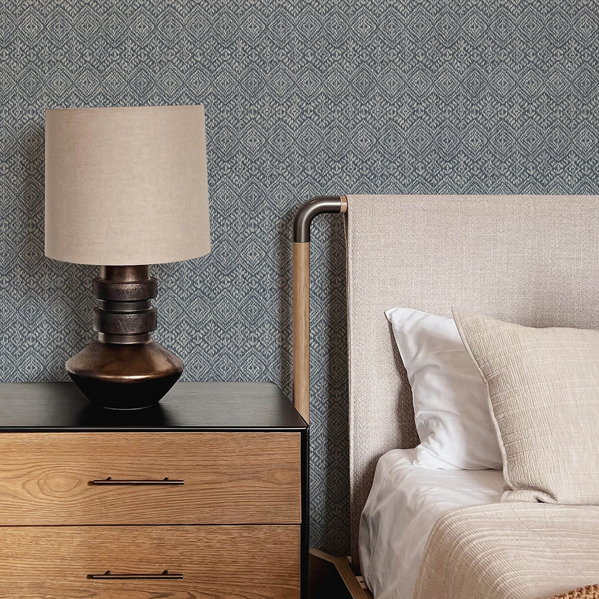 Gallivant Woven Geometric Wallpaper wallpaper detail or room view