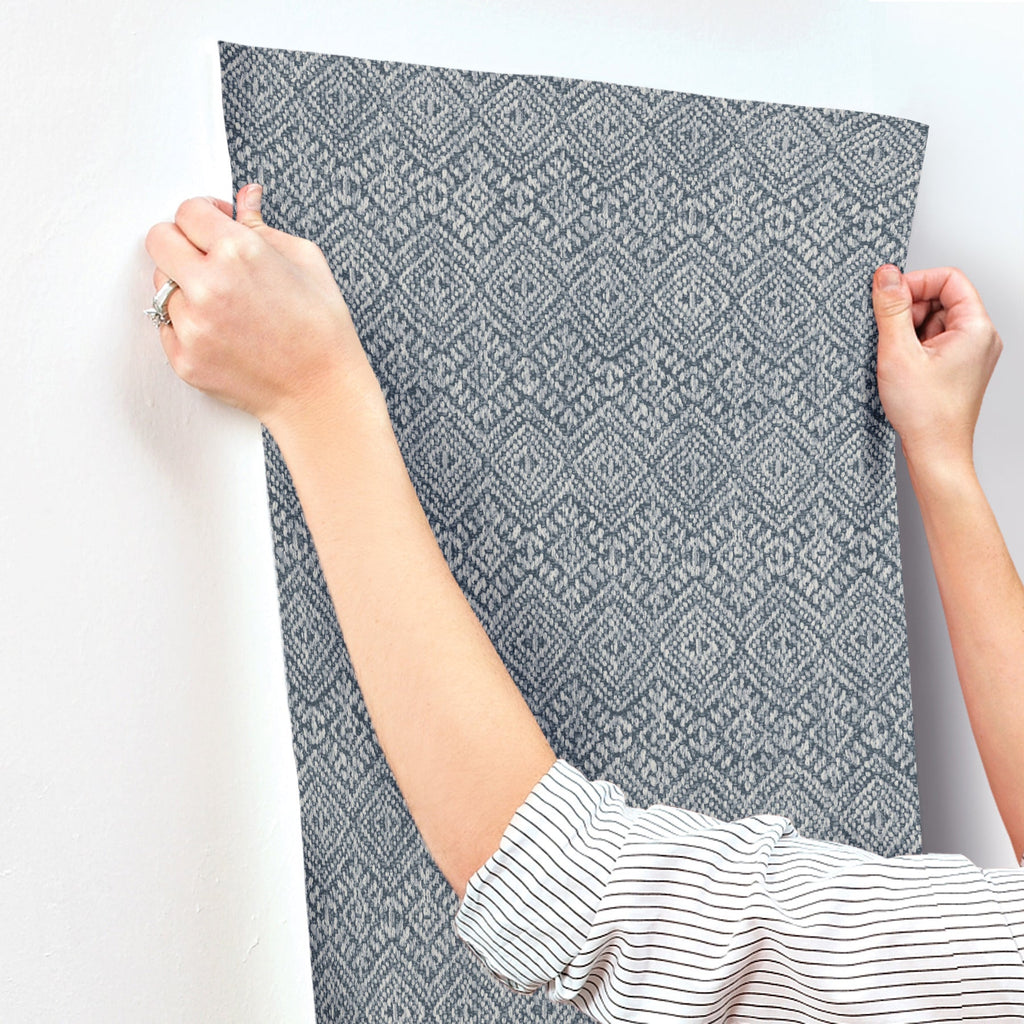 Gallivant Woven Geometric Wallpaper wallpaper detail or room view