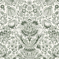Blanche Floral Damask Wallpaper in Dark Green