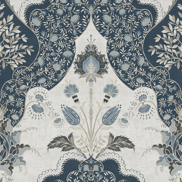Auden Dark Blue Floral Grandeur Wallpaper wallpaper