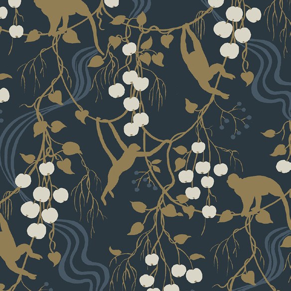 Linden Navy Jungle Canopy Wallpaper