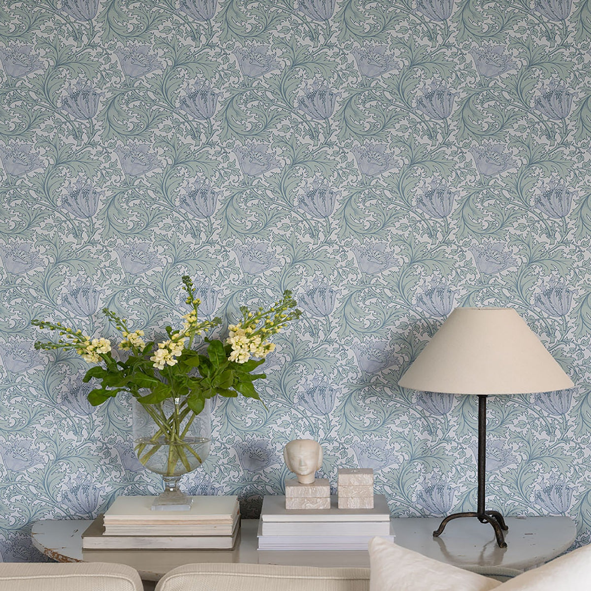 Anemone Floral Trail Wallpaper wallpaper detail or room view