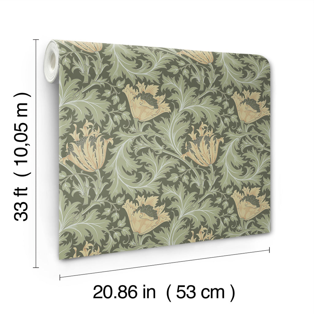 Anemone Floral Trail Wallpaper wallpaper detail or room view