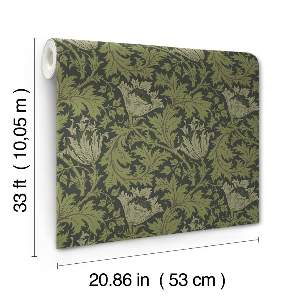 Anemone Floral Trail Wallpaper wallpaper detail or room view