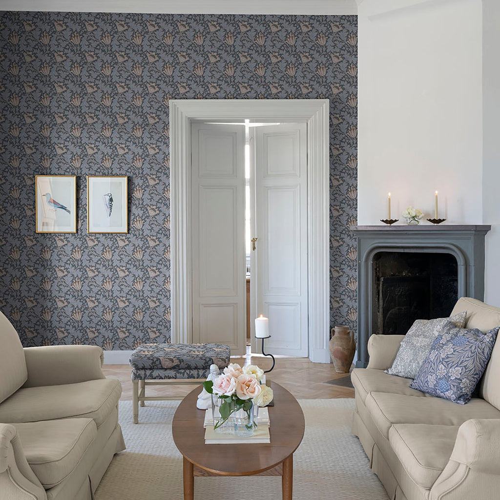 Anemone Floral Trail Wallpaper wallpaper detail or room view
