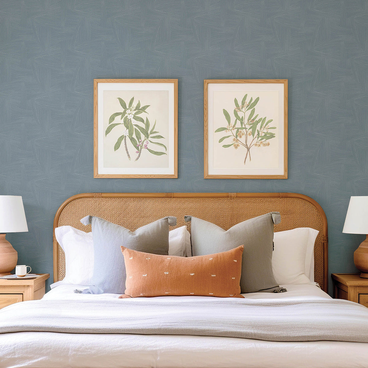 Reid Woven Geometric Wallpaper wallpaper detail or room view