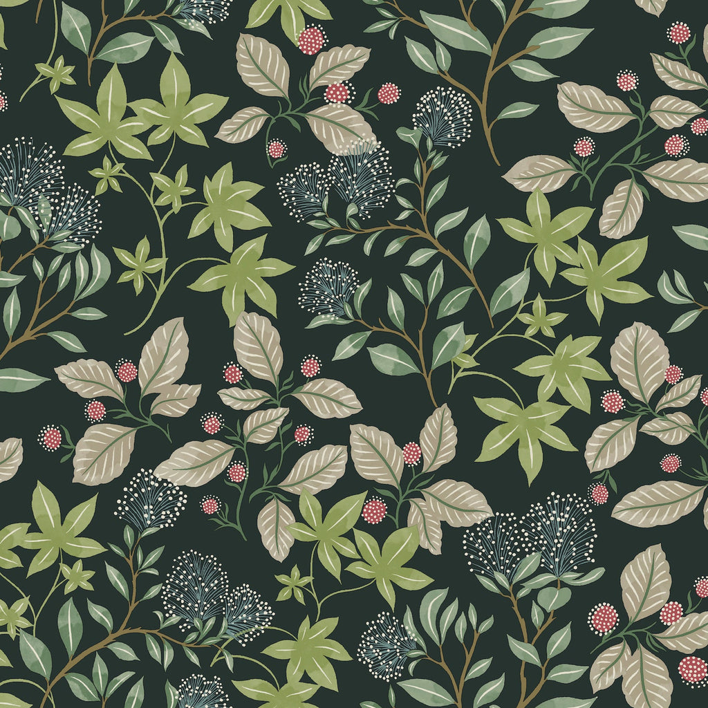 Mildred Botanical Trail Wallpaper in Evergreen