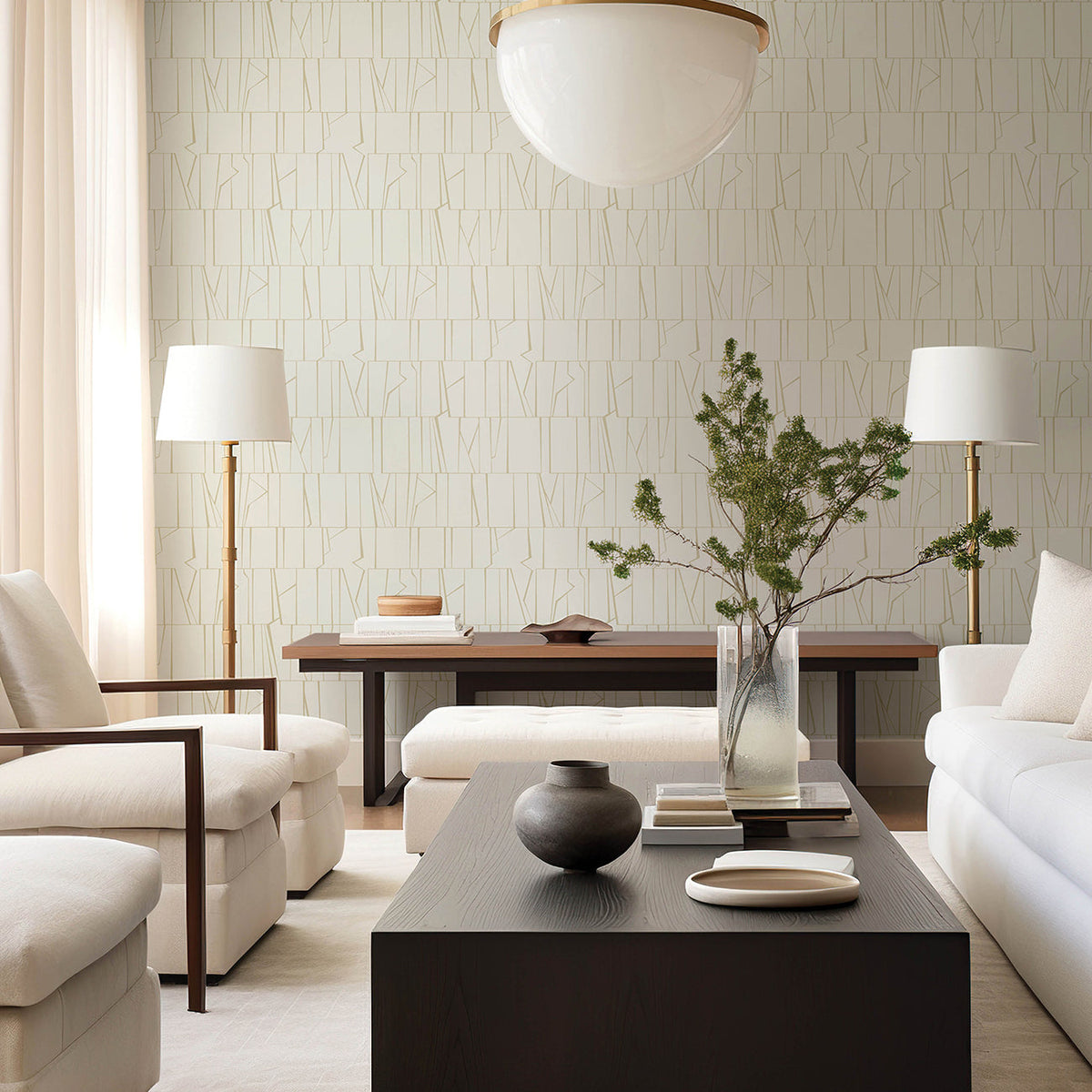 Huntington Geometric Stripe Wallpaper wallpaper detail or room view